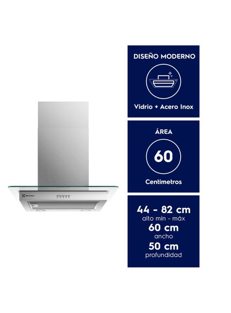 Campana Cocina Pared Decorativa 60cm Luz LED CE6VX Inox-2