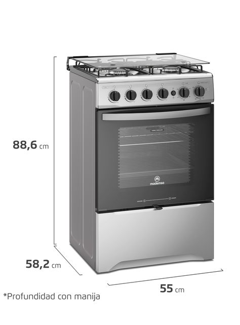 Cocina a Gas 4 Platos Mademsa LimpiaFácil y Grill M 785 T-1
