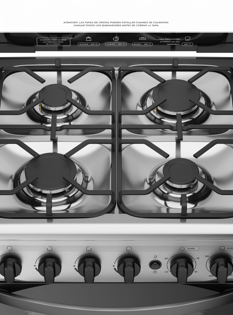 Cocina a Gas 4 Platos Mademsa LimpiaFácil y Grill M 785 T-3