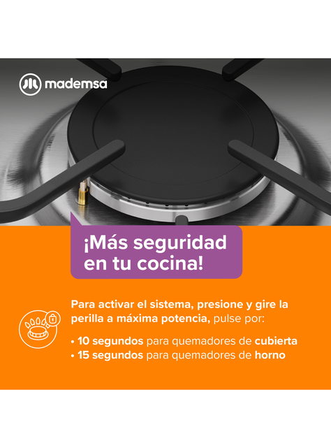 Cocina a Gas 4 Platos Mademsa LimpiaFácil y Grill M 785 T-6