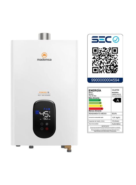 Calefont Gas Licuado 13 Litros Tiro Forzado Forced 13 Eco-7