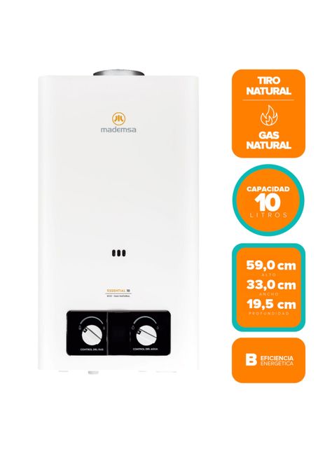 Calefont Gas Natural 10 Litros Tiro Natural Essential 10 Eco-2