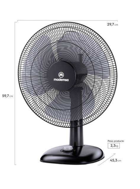 Ventilador Sobremesa Mademsa 40W 3 Velocidades 40,6 cm DFM16-1