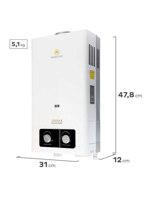 Calefont Gas Licuado 5 Litros Tiro Natural Essential 5 Eco-1