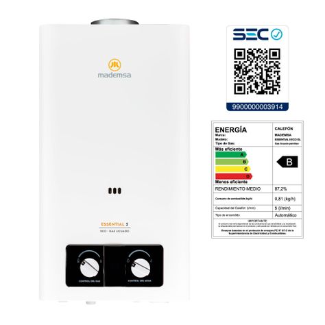 Calefont Gas Licuado 5 Litros Tiro Natural Essential 5 Eco-7