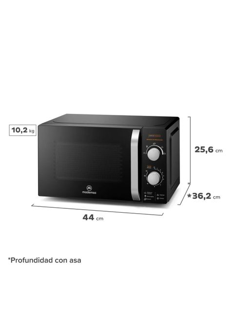 Microondas Mademsa 20 Litros Manual MM20FBM Negro-1