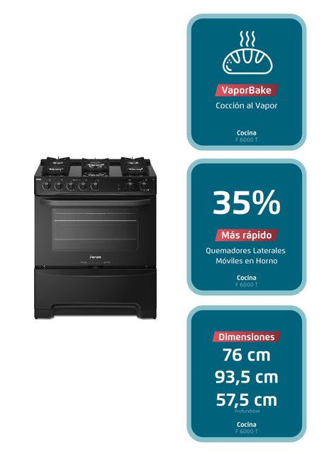 Cocina a Gas 5 Platos Fensa VaporBake F 6000 T-2