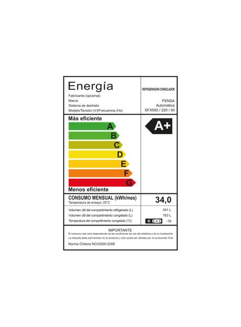 Refrigerador Fensa 504L No Frost Side By Side SFX550 Inox-6