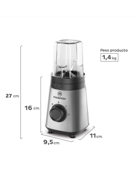 Licuadora Portátil Mademsa con 2 velocidades 300W MBL30-1
