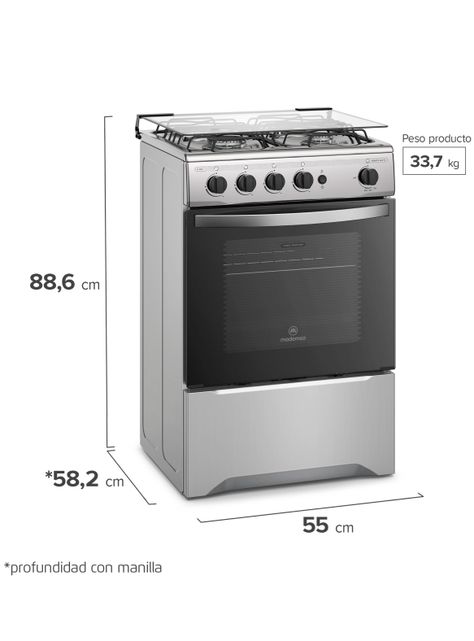 Cocina a Gas 4 Platos Mademsa Botón de Encendido M 520 T-1