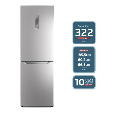 Refrigerador Fensa 322L No Frost Bottom Freezer DB60S Inox-2
