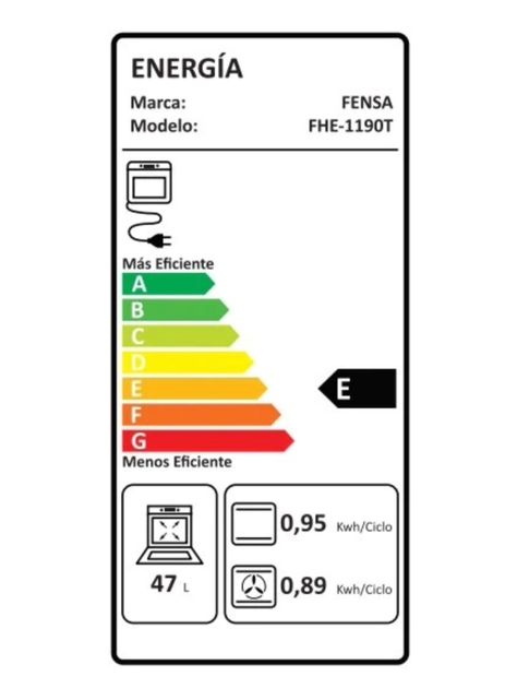 Horno Empotrable Eléctrico Fensa 59L Timer Digital FHE 1190T-6