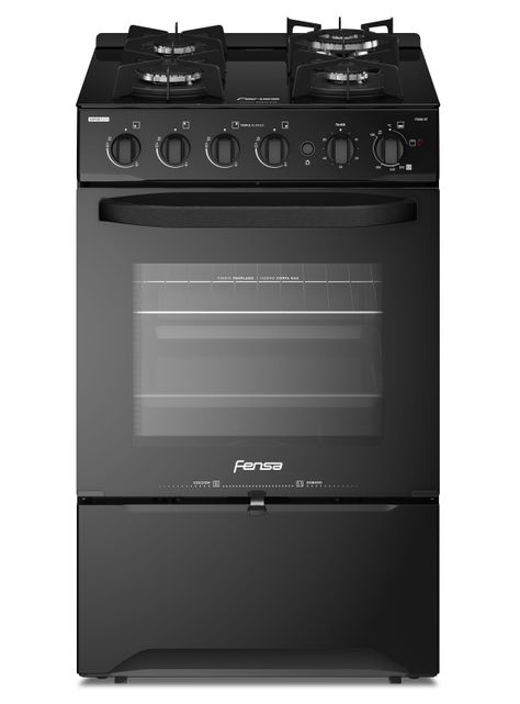 Cocina a Gas 4 Platos Fensa Cubierta Vidrio F 3000 BT Negra-0