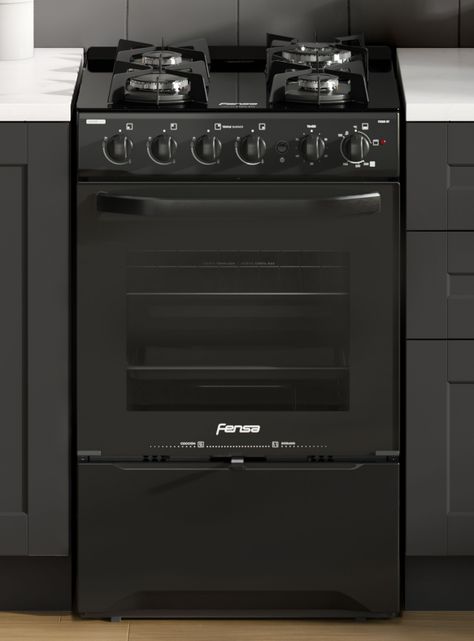 Cocina a Gas 4 Platos Fensa Cubierta Vidrio F 3000 BT Negra-3