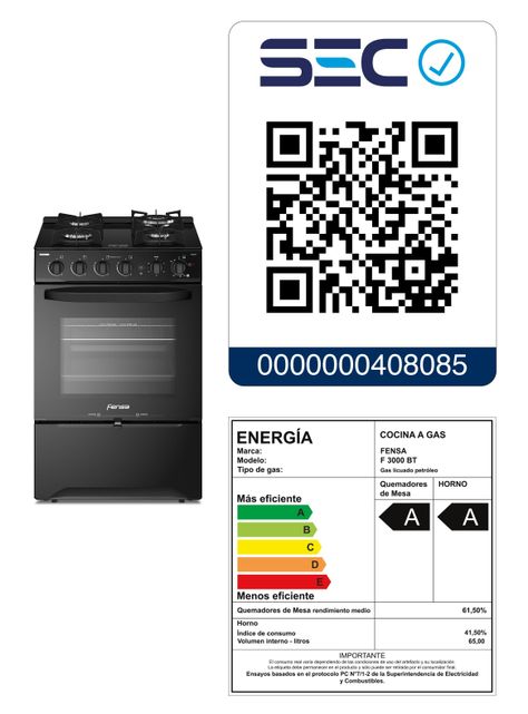 Cocina a Gas 4 Platos Fensa Cubierta Vidrio F 3000 BT Negra-7