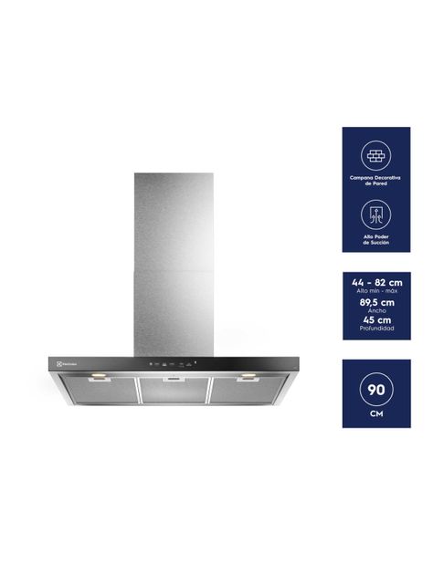 Campana Cocina Decorativa Electrolux Pared 90cm Timer CE9TF-6
