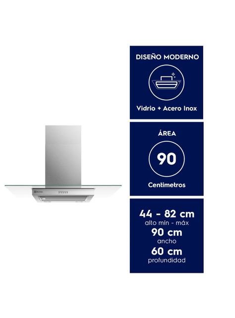 Campana Cocina Pared Decorativa 90cm Luz LED CE9VX Inox-2
