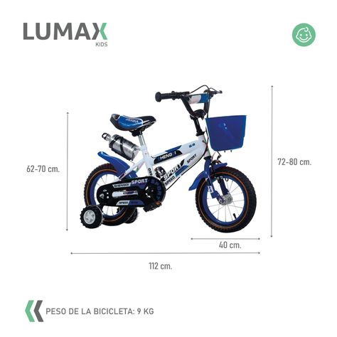 Bicicleta Infantil Lumax Aro 16 Azul Con Rueditas-2