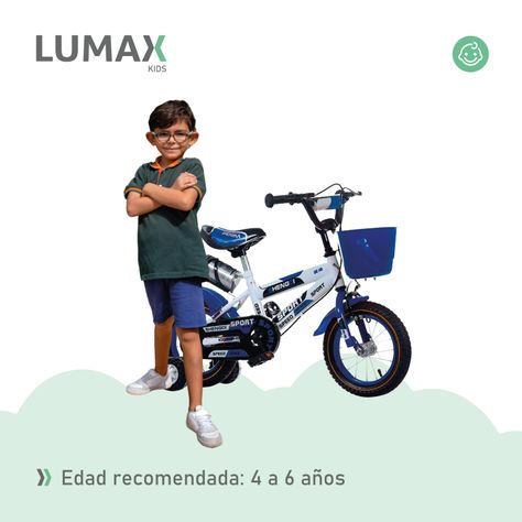 Bicicleta Infantil Lumax Aro 16 Azul Con Rueditas-4