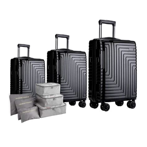 Maletas De Viaje Set De 3 Color Negro Con Organizadores-0