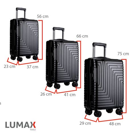 Maletas De Viaje Set De 3 Color Negro Con Organizadores-2