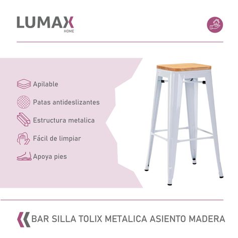 Piso Bar Piso de Bar Tolix Blanco con Madera-1