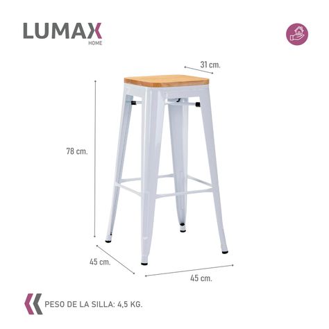 Piso Bar Piso de Bar Tolix Blanco con Madera-2