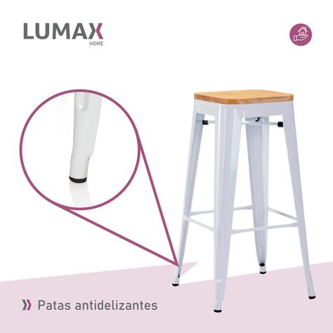 Piso Bar Piso de Bar Tolix Blanco con Madera-5
