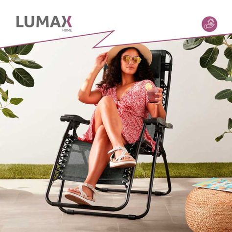 Silla Reposera Plegable Portatil Con Porta Bebidas Negro-3
