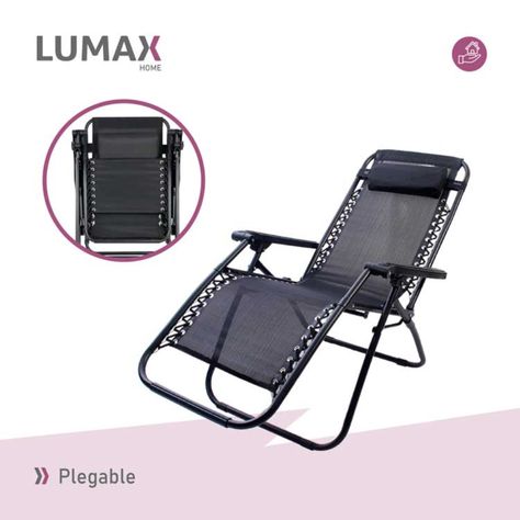 Silla Reposera Plegable Portatil Con Porta Bebidas Negro-5
