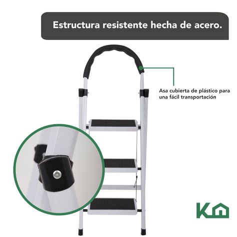 Escalera Plegable Tipo Piso 3 Peldaños KingsHouse-3