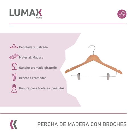 Colgador de ropa de madera con pinzas Lumax-1