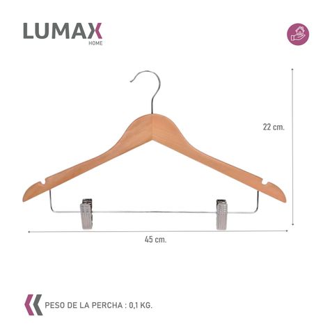 Colgador de ropa de madera con pinzas Lumax-2