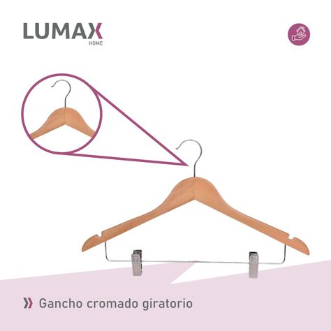 Colgador de ropa de madera con pinzas Lumax-4