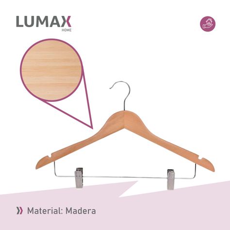 Colgador de ropa de madera con pinzas Lumax-6