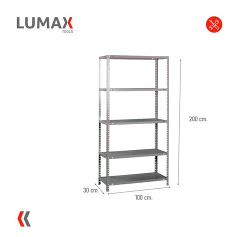 Exhibidor Repisa Metalica Armable Mecano 100x30x200cm 250Kg-2