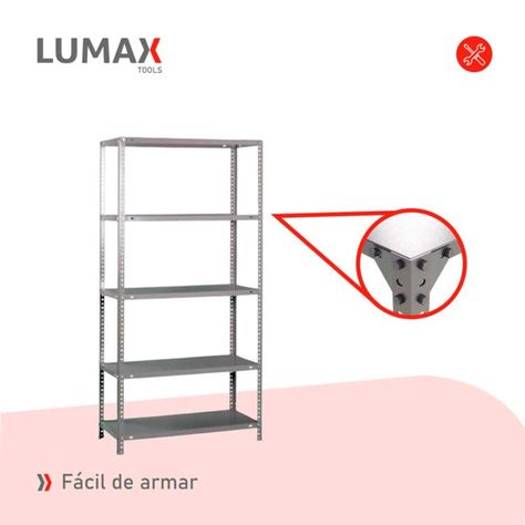 Exhibidor Repisa Metalica Armable Mecano 100x30x200cm 250Kg-5