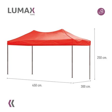 Toldo Plegable 4.5x3m Super Reforzado Con Lona Roja-2