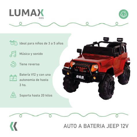 Auto A Bateria Jeep 12v Control Rojo-1