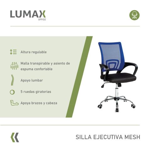 Silla Ejecutiva Escritorio Ezri Mesh Azul Muebles Metinca-1