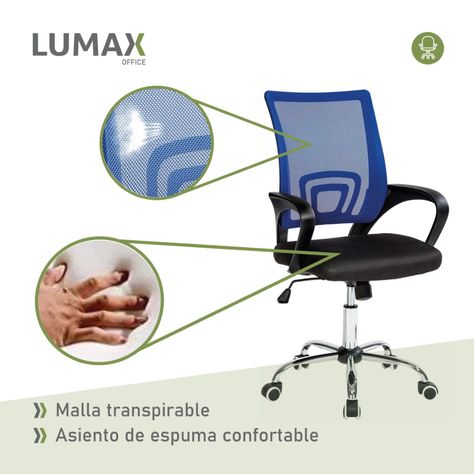 Silla Ejecutiva Escritorio Ezri Mesh Azul Muebles Metinca-5