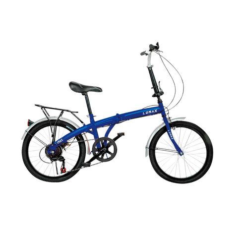Bicicleta Plegable Lumax 7 Cambios Parrilla Trasera Azul-0