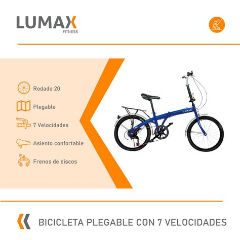 Bicicleta Plegable Lumax 7 Cambios Parrilla Trasera Azul-1