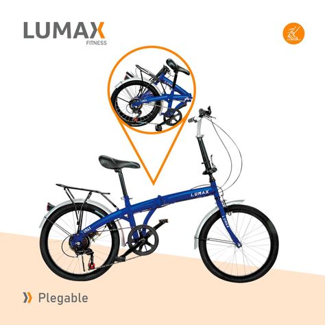 Bicicleta Plegable Lumax 7 Cambios Parrilla Trasera Azul-4