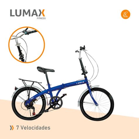 Bicicleta Plegable Lumax 7 Cambios Parrilla Trasera Azul-5