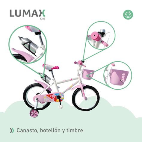 Bicicleta Infantil Lumax Aro 14 Color Rosa-6