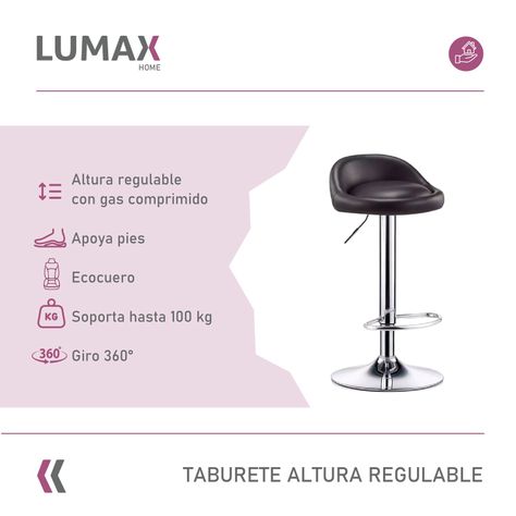 Silla Piso Bar Taburete Altura Regulable Respaldo Negro-1