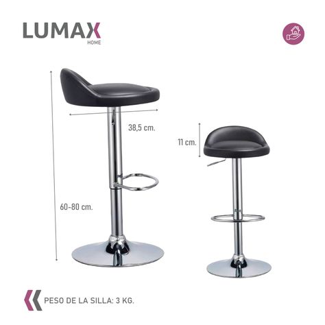 Silla Piso Bar Taburete Altura Regulable Respaldo Negro-2