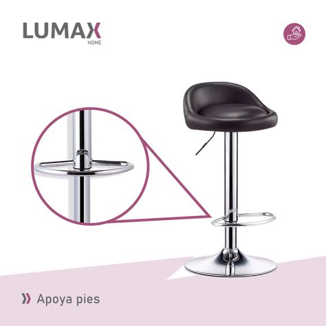 Silla Piso Bar Taburete Altura Regulable Respaldo Negro-5