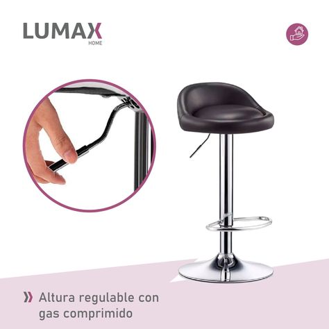 Silla Piso Bar Taburete Altura Regulable Respaldo Negro-6